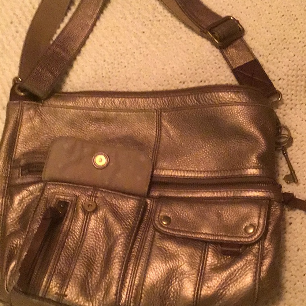 Fossil bronze leather crossbody